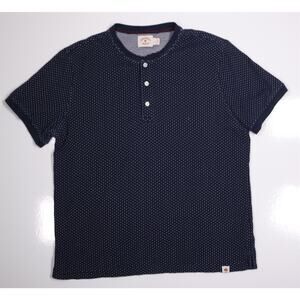 Brooks Brothers Red Fleece Navy Blue Polka Dot Henley Short Sleeve Shirt Large